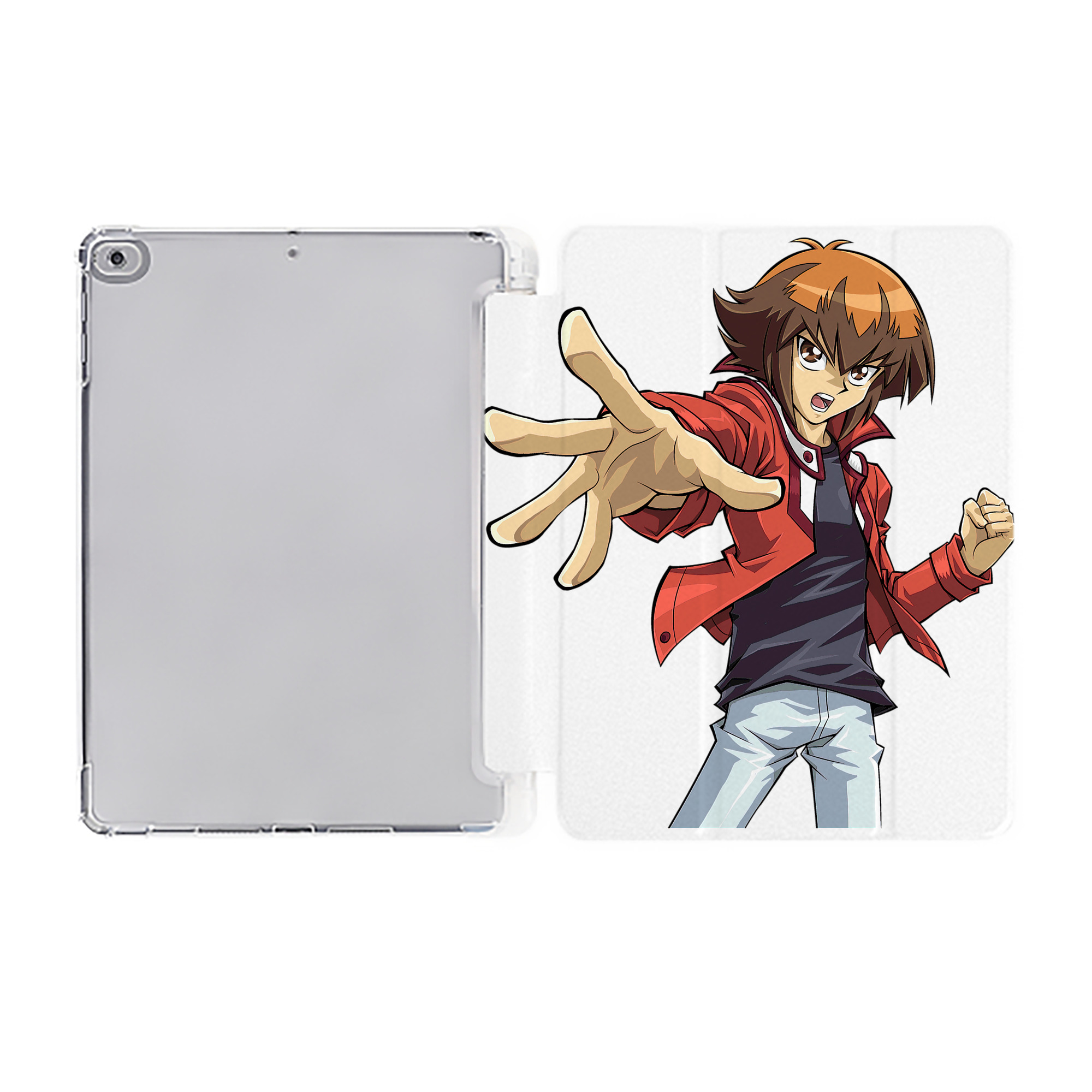 （画像用） 遊☆戯☆王 Yu-Gi-Oh! IPad ケース ペン収納付き 三つ折りスタンド PUレザー×シリコン 対応機種9.5/10.5/10.9インチ